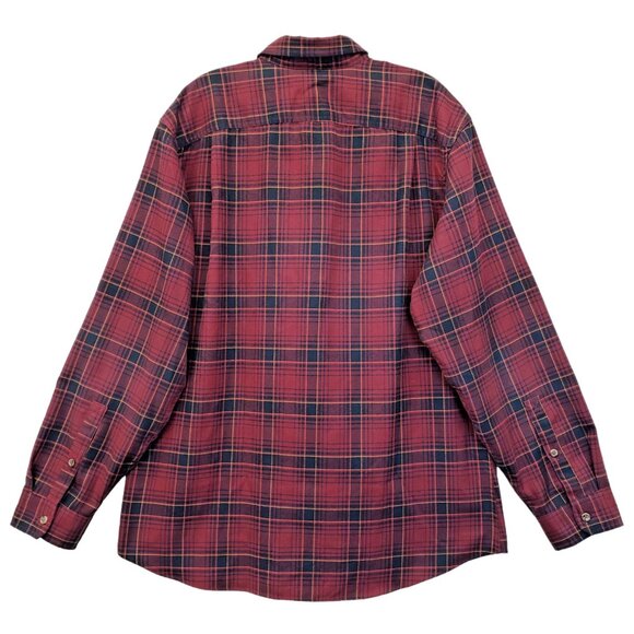 EDDIE BAUER Excavation Red Flannel Shirt Mens L Button Down - Picture 2 of 10
